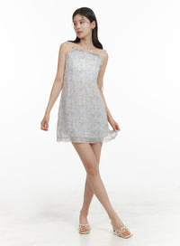 floral-frill-mini-dress-oa419 / Light blue