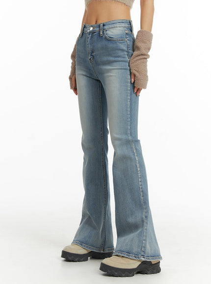 mid-rise-solid-flared-jeans-cj429 / Light blue