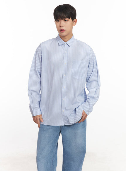 mens-classic-stripe-collared-shirt-im527 / Light blue