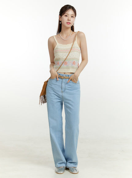washed-straight-jeans-ou428 / Light blue