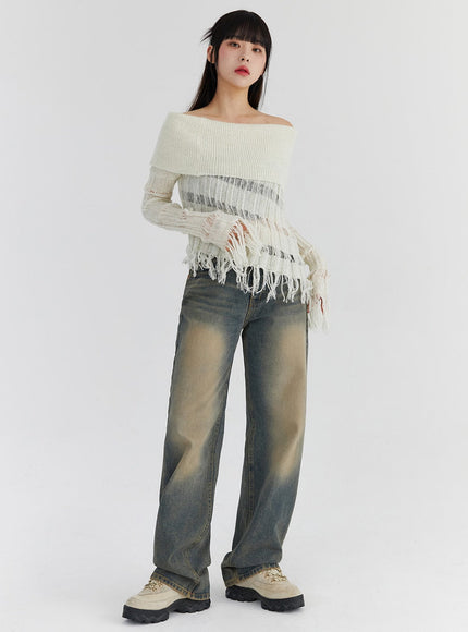 washed-straight-leg-jeans-cs326 / Light blue