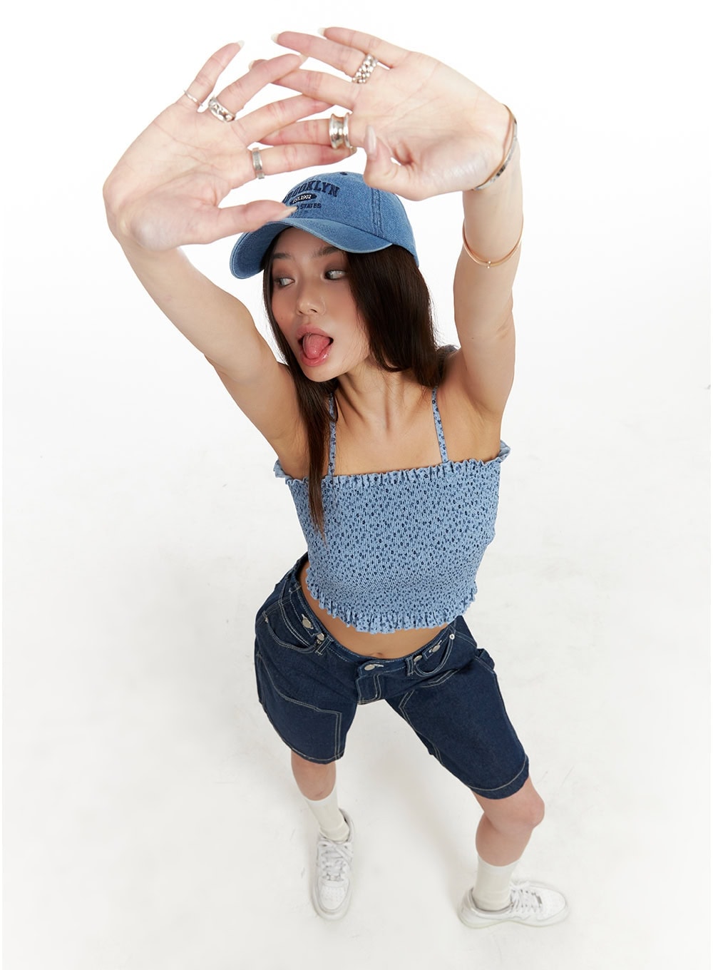 floral-square-neck-cami-top-ca430 / Light blue