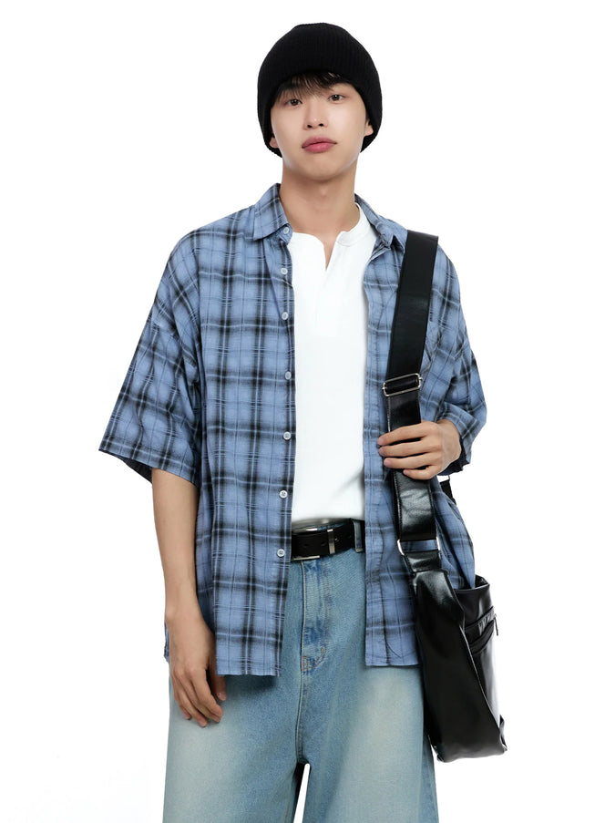 mens-checkered-shirt-ig520 / Light blue