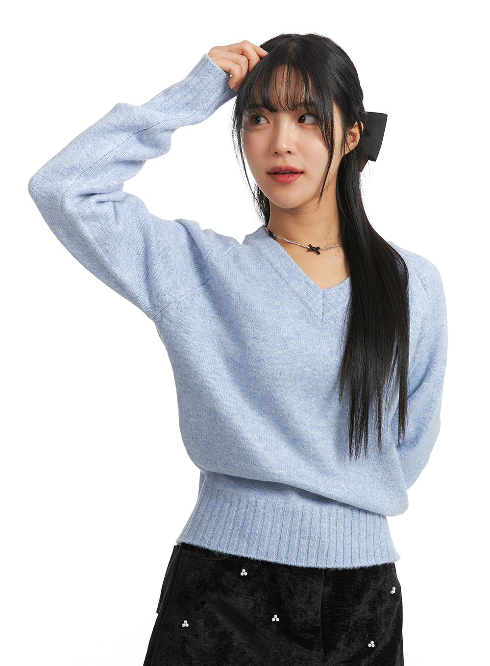 v-neck-sweater-oj404 / Light blue