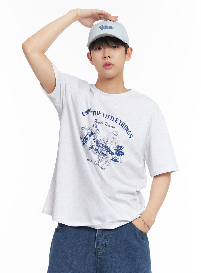mens-enjoy-graphic-t-shirt-ia525 / Light gray