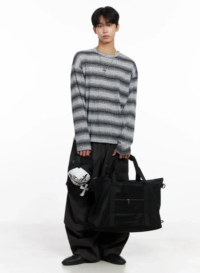 mens-ribbed-striped-long-sleeve-shirt-io516 / Light gray