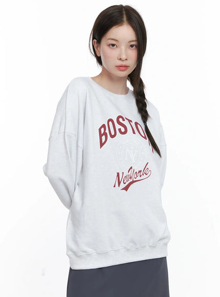 lettering-oversized-sweatshirt-co503 / Light gray