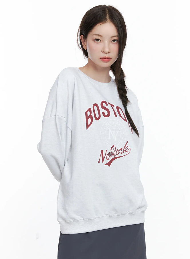 lettering-oversized-sweatshirt-co503 / Light gray