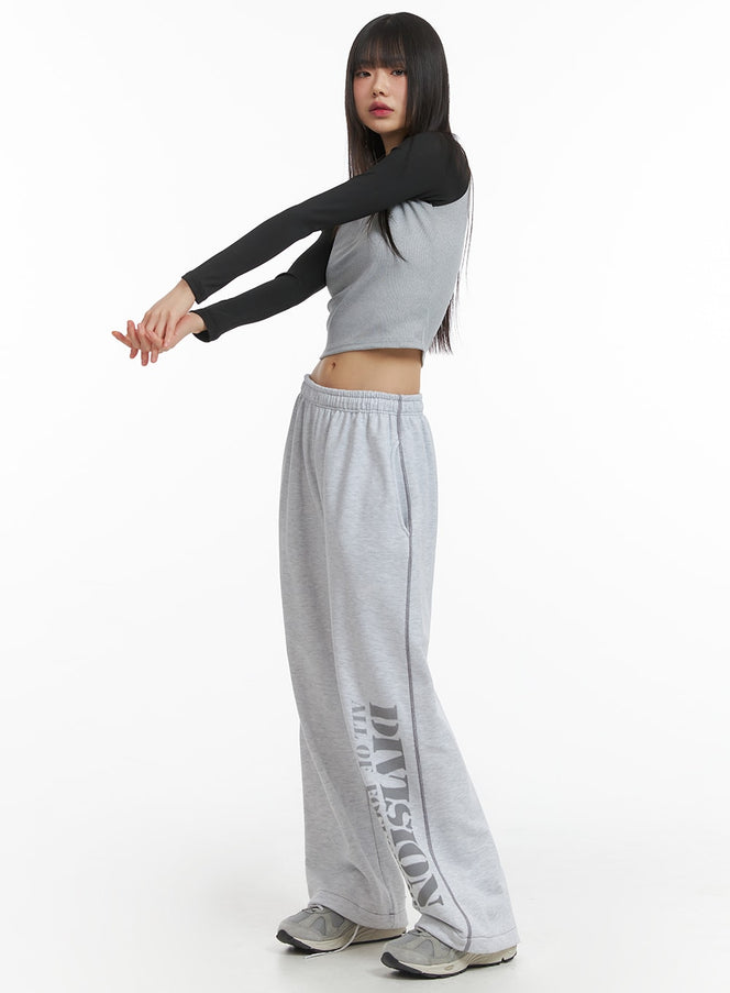 graphic-lettering-sweatpants-unisex-cj412 / Light gray