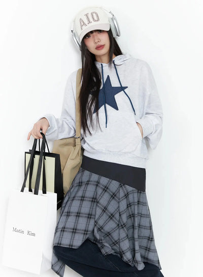 star-patch-cotton-hoodie-if505 / Light gray