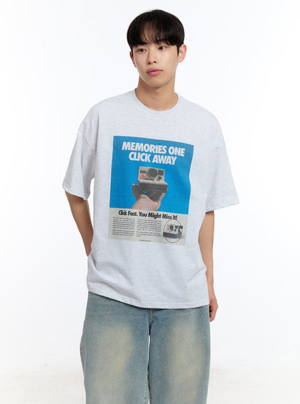 men-s-camera-graphic-t-shirt-iy529 / Light gray