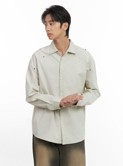 mens-classy-collar-buttoned-shirt-id406 / Light gray