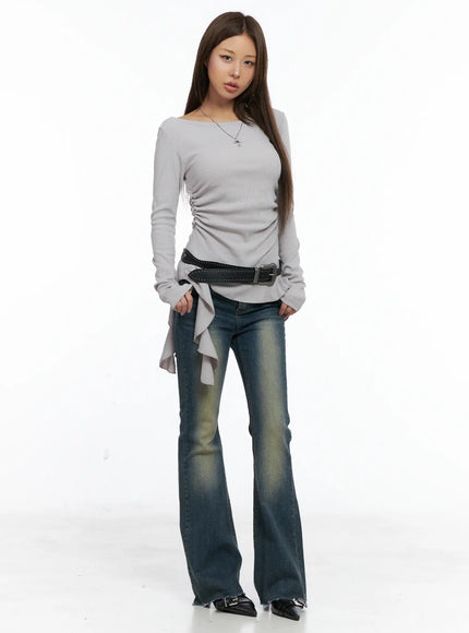 assymetrical-chic-long-sleeve-top-cs504 / Light gray