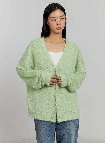alpaca-knit-cardigan-ij505 / Light green