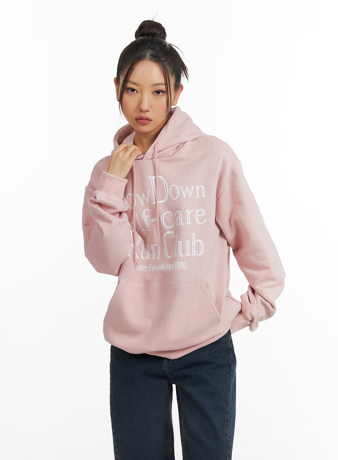 self-care-graphic-hoodie-cj429 / Light pink