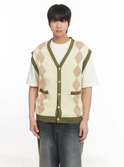 Men's Argyle V-Neck Sweater Vest IA511