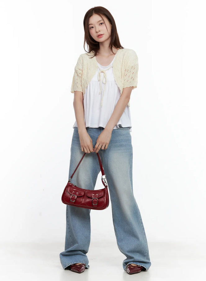 short-sleeve-knit-bolero / Light yellow