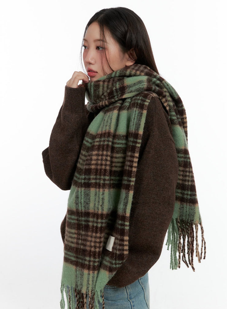 polyester-checkered-wrap-scarf-cn411 / Mint