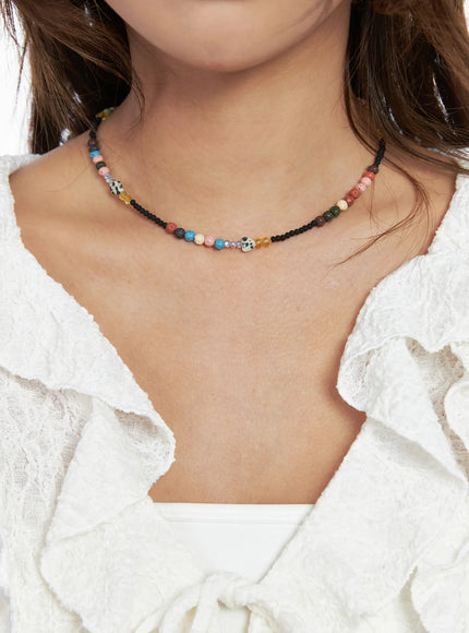 multicolor-beaded-choker-necklace-co513 / Mixed