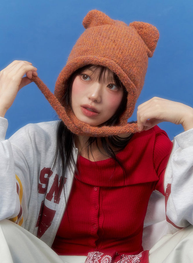 knit-bliss-cat-beanie-io430 / Orange