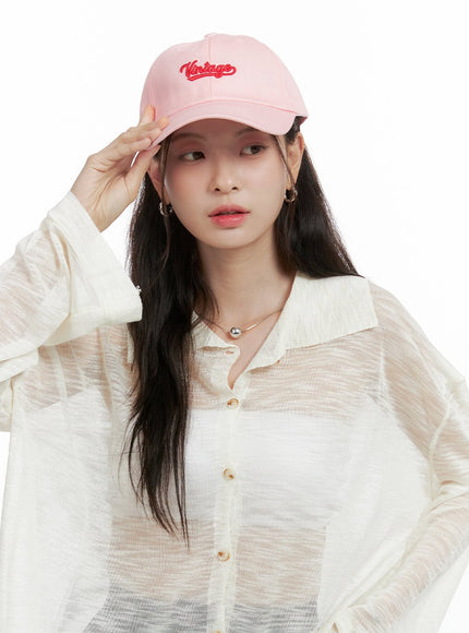 cotton-lettering-embroidered-hat-ol416 / Pink