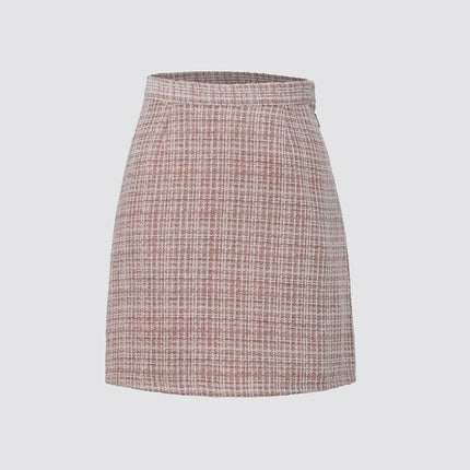 a-line-tweed-mini-skirt-io312 / Pink