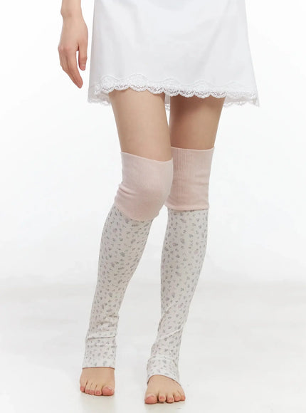 knee-high-flower-leg-warmers-im509 / Pink