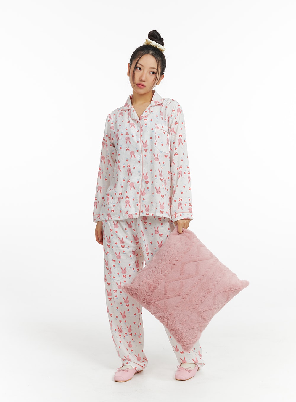animal-long-sleeve-graphic-pajama-set-if421 / Pink