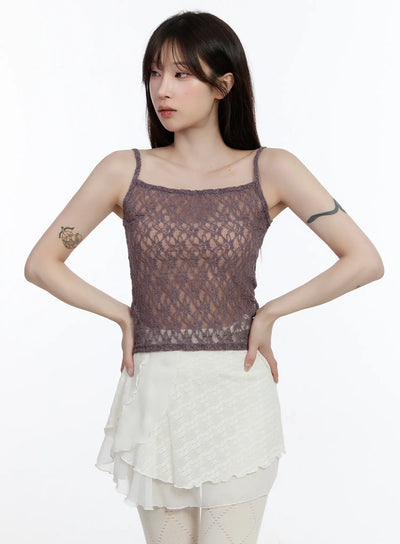 sheer-lace-cami-top-ca503 / Purple
