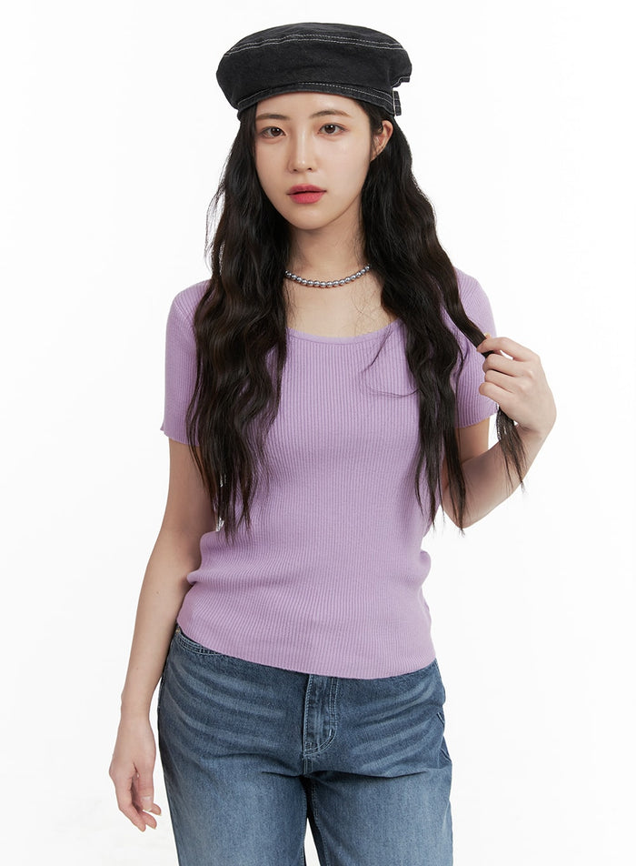 cozy-chic-u-neck-sweater-t-shirt-om425 / Purple