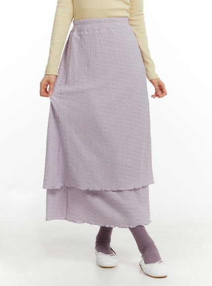 frill-textured-maxi-skirt-om404 / Purple