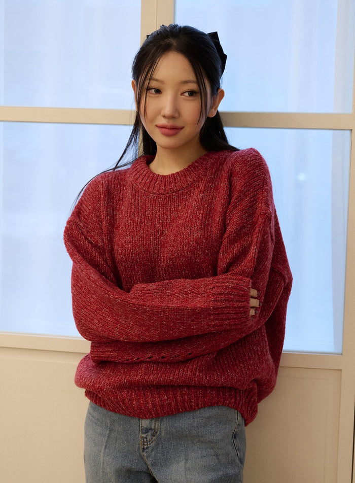 cozy-round-neck-knit-sweater-od326 / Red
