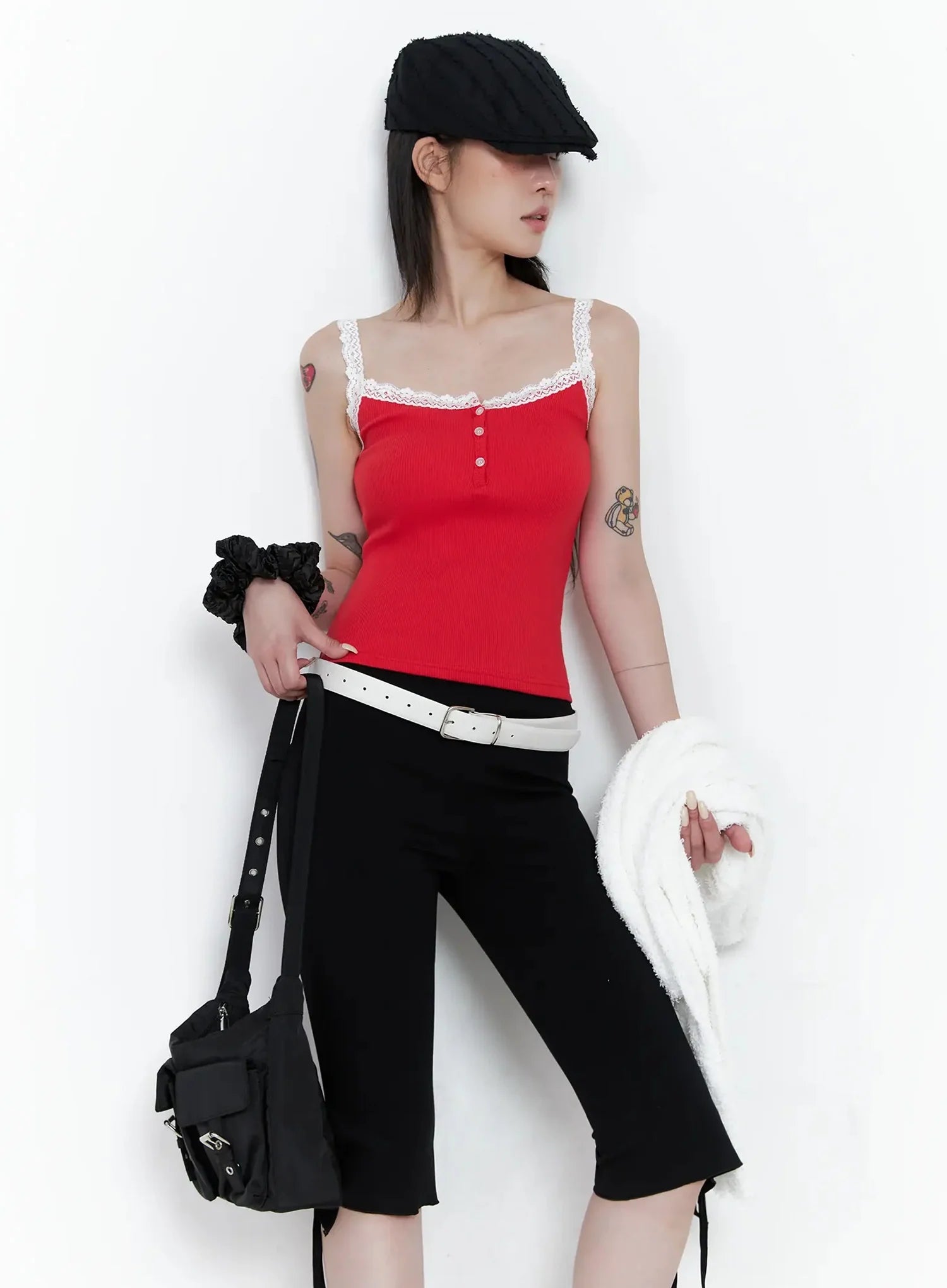 lace-trim-tank-top-is508 / Red