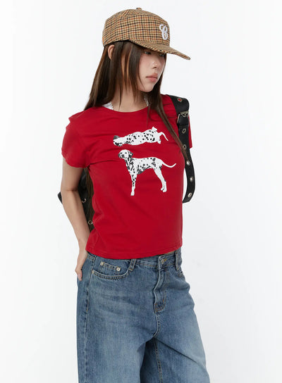 graphic-spot-print-short-sleeve-tee-cy518 / Red