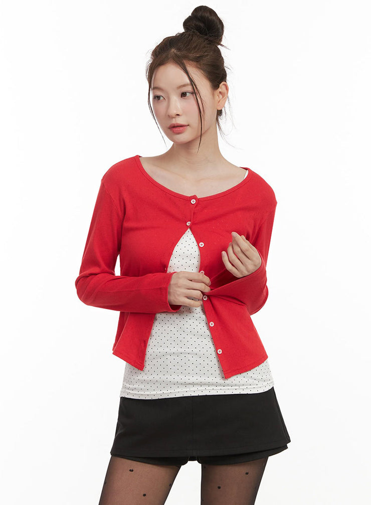 Boat-Neck Crop Cardigan IJ530