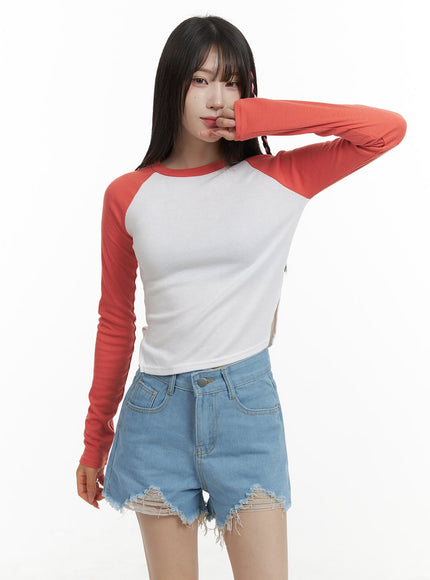 raglan-sleeve-slim-top-oa425 / Red