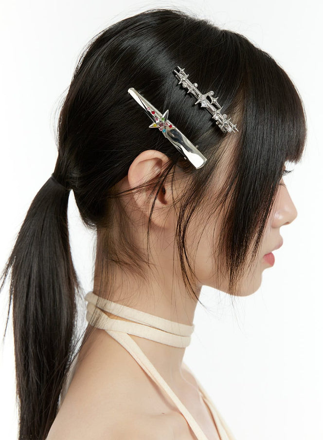 star-studded-metal-hair-pin-cg401 / SilverCubic