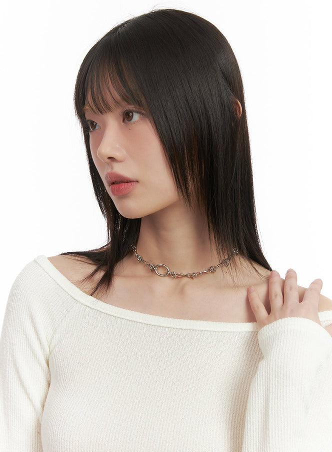 surgical-steel-choker-necklace-cd430 / Silver