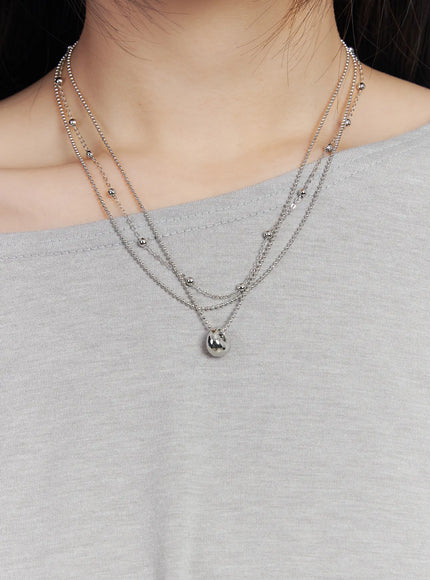 multi-layer-y2k-necklace-cf503 / Silver