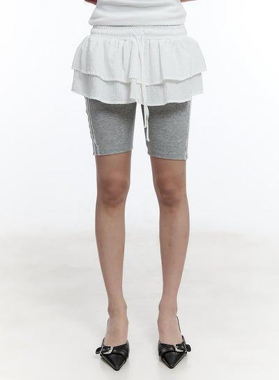 ruffle-layered-mini-skirt-cu502 / White