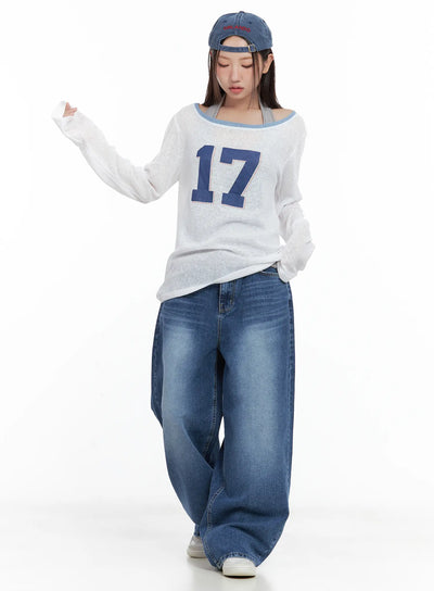 graphic-linen-loose-fit-long-sleeve-tee-cl509 / White