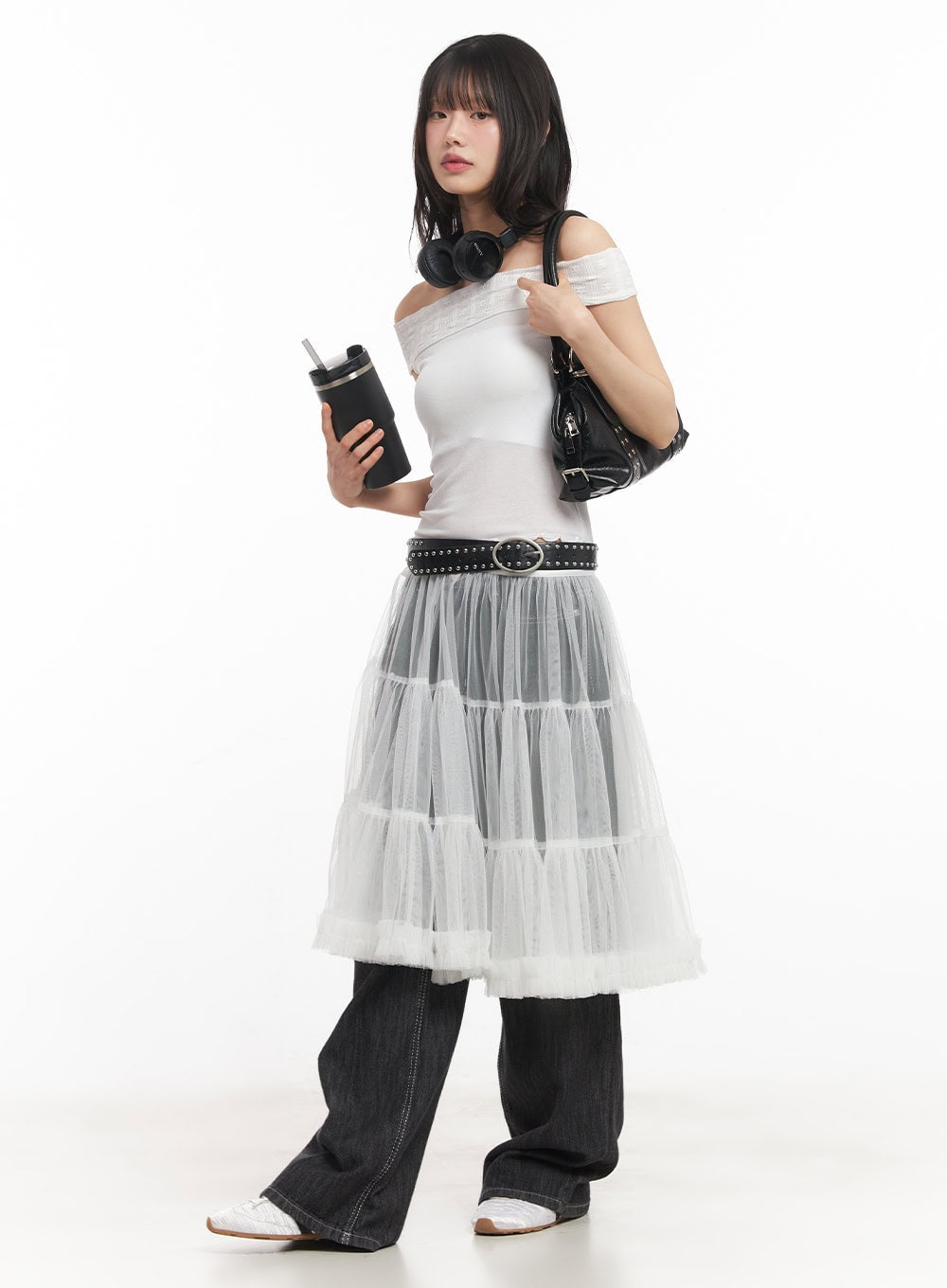 lace-off-shoulder-top-ca523 / White