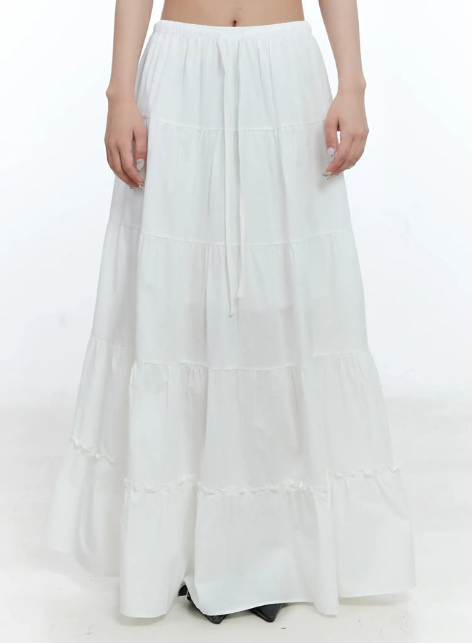 tiered-frill-maxi-skirt-cl530 / White