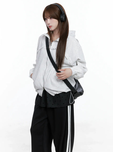 polka-dot-hooded-windbreaker-cs501 / White