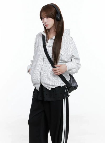 polka-dot-hooded-windbreaker-cs501 / White
