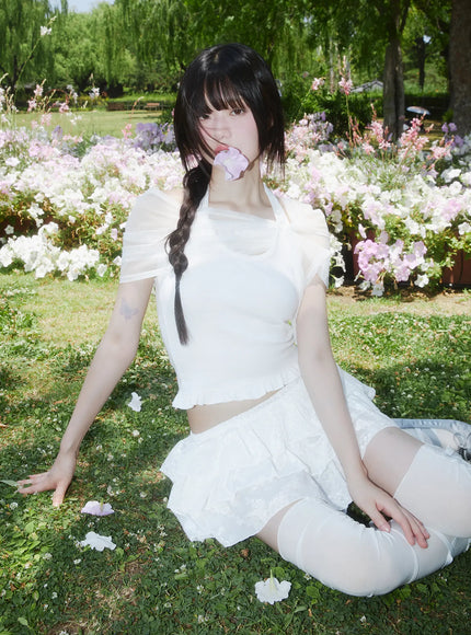 sheer-layered-halter-tank-cl509 / White