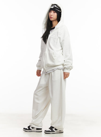 essential-oversized-zip-up-hooded-jacket-cm503 / White