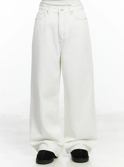 cielo-fleece-lined-wide-leg-jeans-ij529 / White