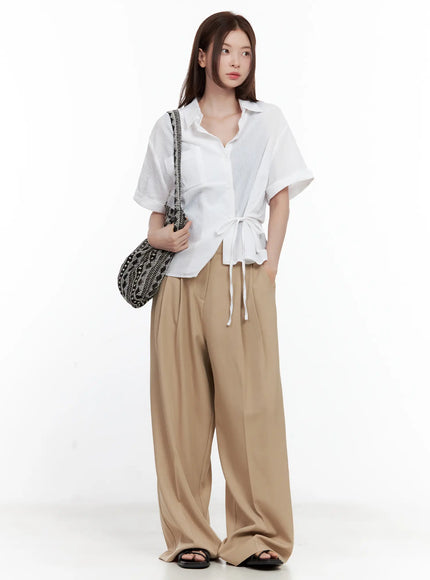 side-tie-collared-blouse / White