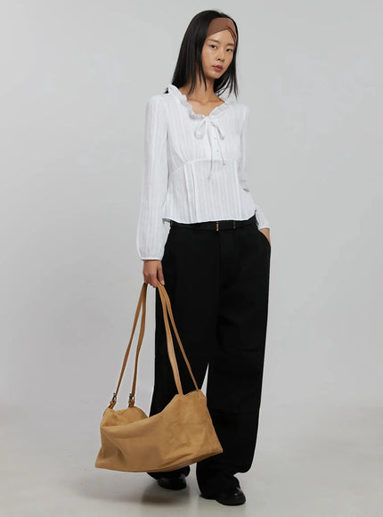 frill-striped-blouse-ij509 / White